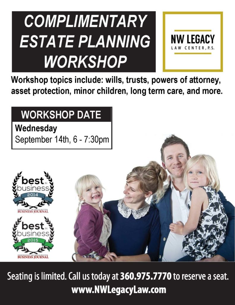 Complimentary estate planning workshop promotional flier