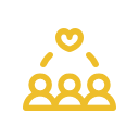 Multi-person icon with thought bubble